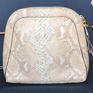 Tignanello Elegant Cream Snake Print Shoulder Crossbody Bag